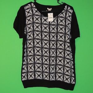 J. CREW Womens L Geometric Short Slv Shirt Top NEW